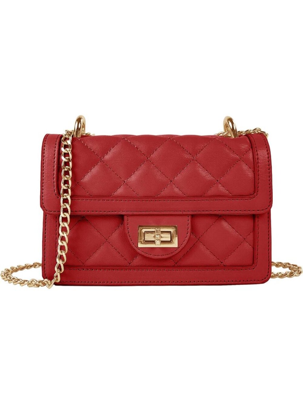 Women's Red Small Quilted Imported Cross Body Mini Shoulder Bag Purse